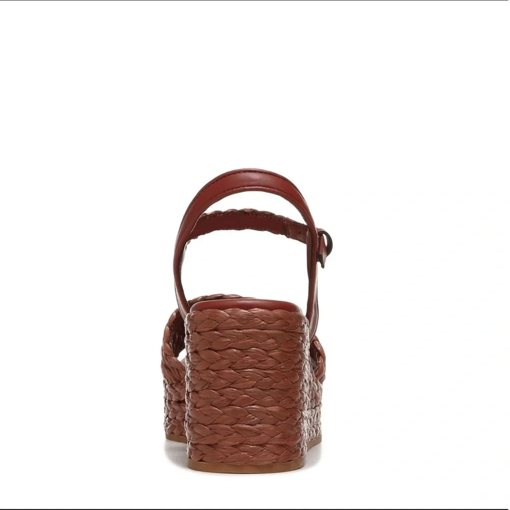 Franco Sarto Peachy Rust Wedge Espadrille Sandals Sz 9.5 NEW